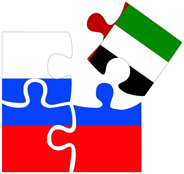 Rusya Bae Bayraklı Bulmaca Şekilleri Anlaşma Veya Dostluğun Sembolü — Stok fotoğraf