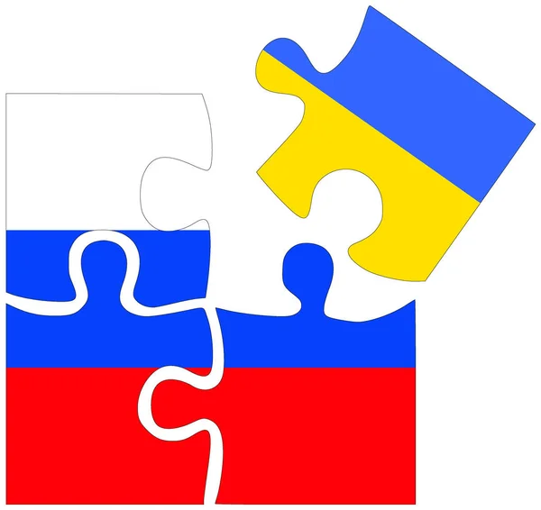 Oroszország Ukrajna Kirakós Formák Zászlókkal Megállapodás Vagy Barátság Szimbóluma — Stock Fotó