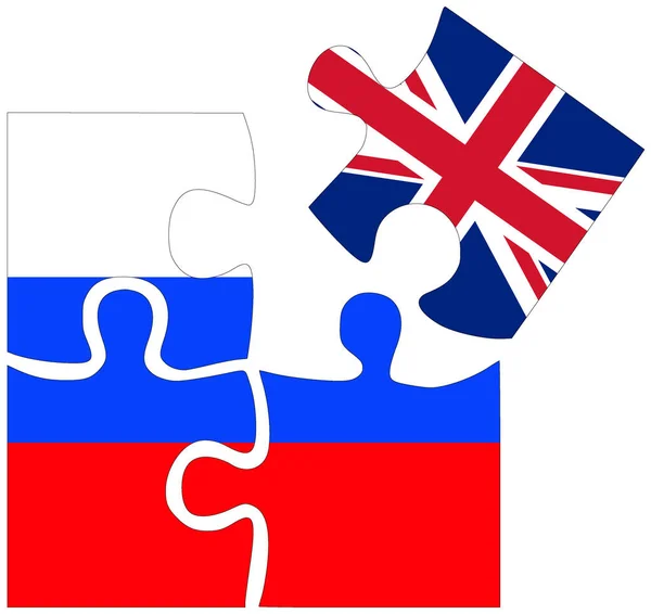 Russia Puzzle Shapes Flags Symbol Agreement Friendship — Stock Photo, Image