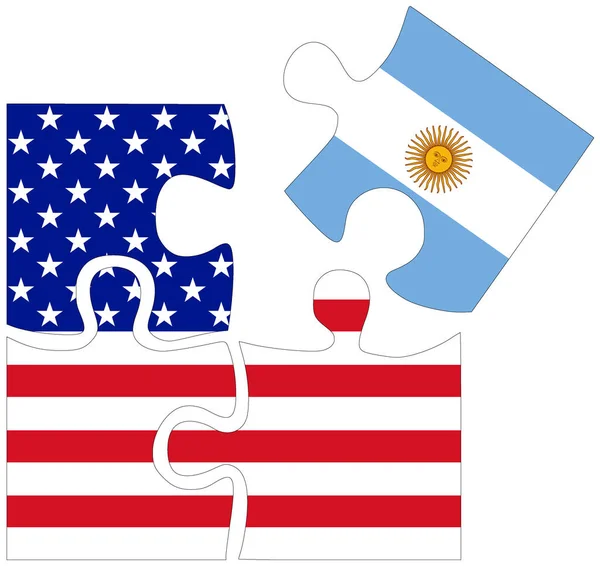 Сша Аргентина Фигуры Головоломок Флагами Символом Согласия Дружбы — стоковое фото