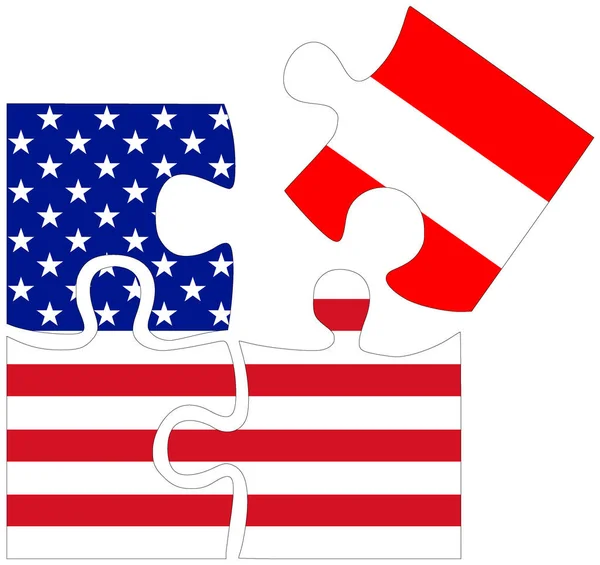 Usa Autriche Formes Puzzle Avec Drapeaux Symbole Accord Amitié — Photo