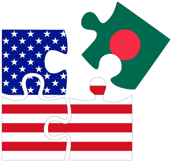 Usa Banglades Kirakós Formák Zászlókkal Megállapodás Vagy Barátság Szimbólumával — Stock Fotó