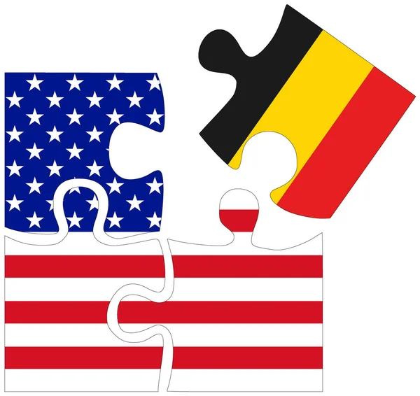 Usa Belgio Forme Puzzle Con Bandiere Simbolo Accordo Amicizia — Foto Stock