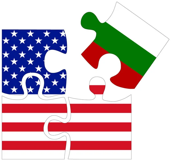 Eua Bulgária Formas Quebra Cabeça Com Bandeiras Símbolo Acordo Amizade — Fotografia de Stock