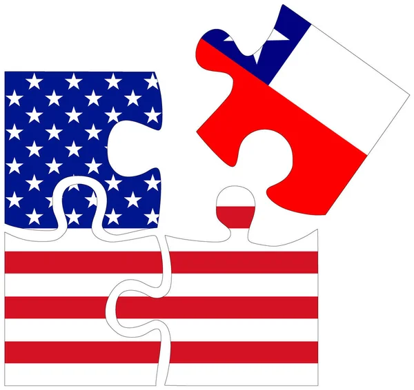 Usa Cile Forme Puzzle Con Bandiere Simbolo Accordo Amicizia — Foto Stock