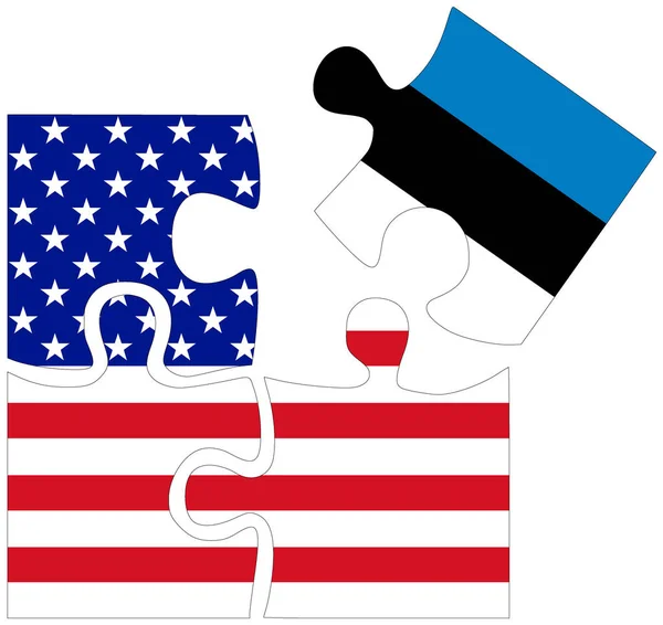 Usa Estonia Forme Puzzle Con Bandiere Simbolo Accordo Amicizia — Foto Stock