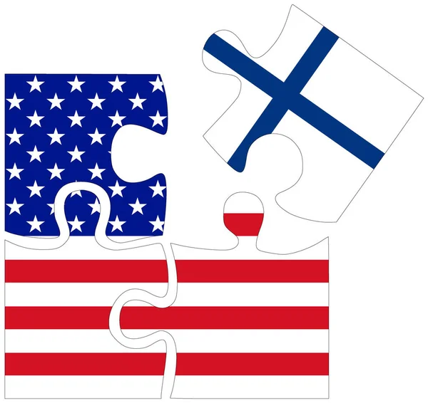 Usa Finlandia Forme Puzzle Con Bandiere Simbolo Accordo Amicizia — Foto Stock