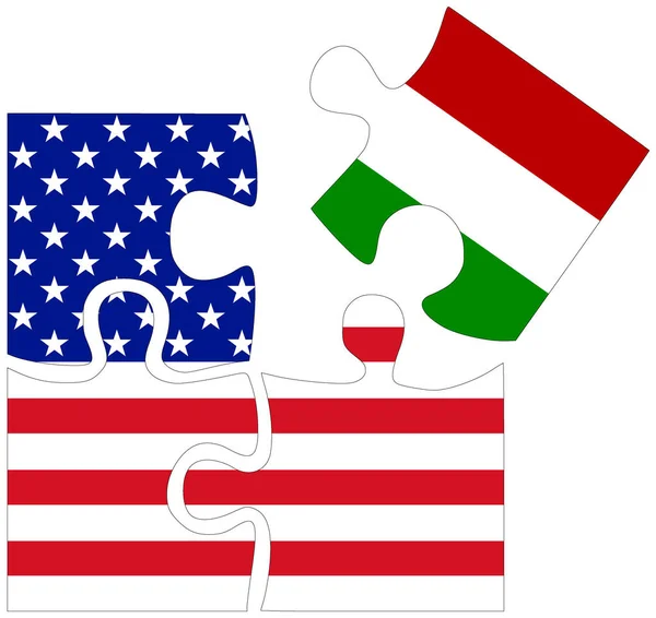 Usa Hongrie Formes Puzzle Avec Drapeaux Symbole Accord Amitié — Photo