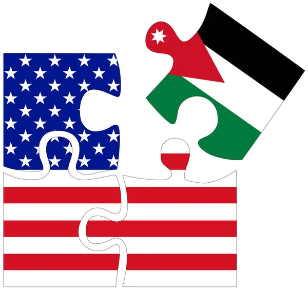 Usa Giordania Forme Rompicapo Con Bandiere Simbolo Accordo Amicizia — Foto Stock