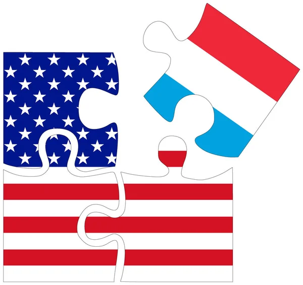 Usa Luxembourg Puzzle Shapes Flags Symbol Agreement Friendship — Stock Photo, Image