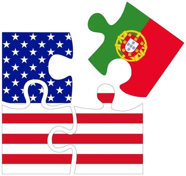 Usa Portugalia Puzzle Flagami Symbolem Porozumienia Lub Przyjaźni — Zdjęcie stockowe