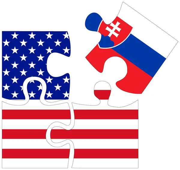 Usa Szlovákia Kirakós Formák Zászlókkal Megállapodás Vagy Barátság Szimbólumával — Stock Fotó