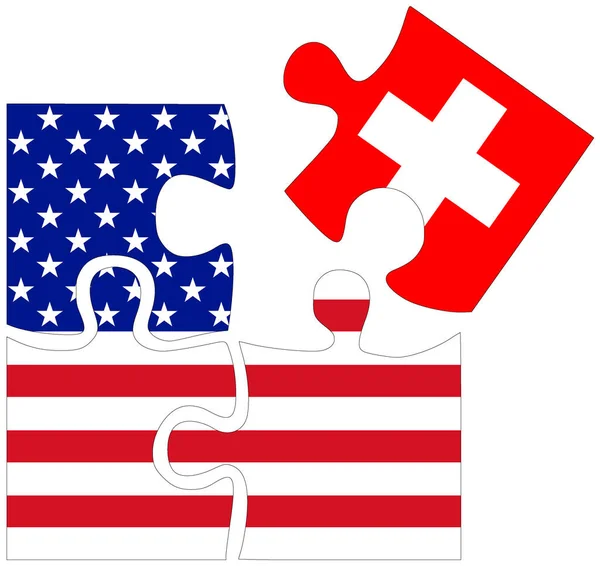 Usa Suisse Formes Puzzle Avec Drapeaux Symbole Accord Amitié — Photo