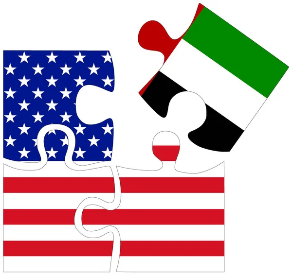 Usa Uae Puzzle Shapes Flags Symbol Agreement Friendship — Stock Photo, Image