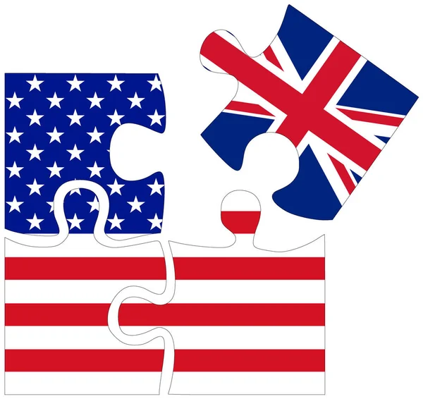 Usa Puzzle Shapes Flags Symbol Agreement Friendship — Stock Photo, Image