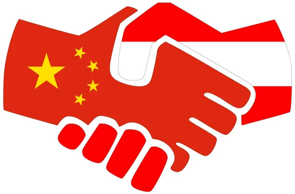 Китай Австрия Рукопожатие Символ Соглашения Дружбы — стоковое фото