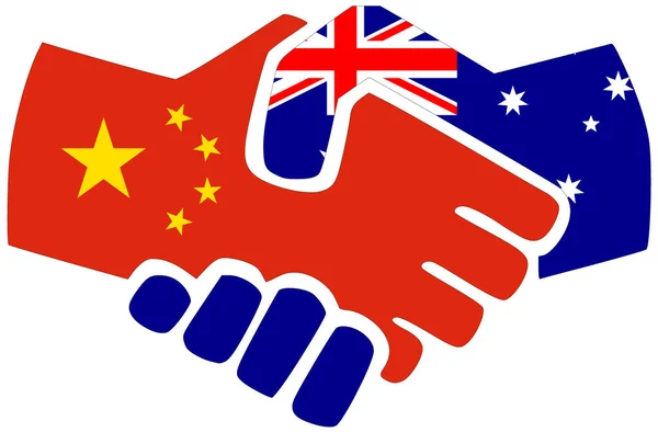 Kína Ausztrália Kézfogás Megállapodás Vagy Barátság Szimbóluma — Stock Fotó