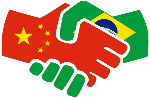 Κίνα Βραζιλία Χειραψία Σύμβολο Συμφωνίας Φιλίας — Φωτογραφία Αρχείου