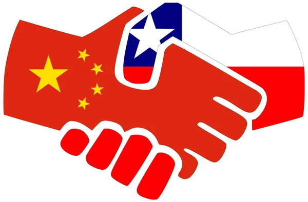 Китай Чили Рукопожатие Символ Соглашения Дружбы — стоковое фото
