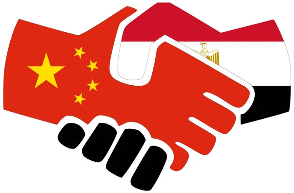 Китай Египет Рукопожатие Символ Соглашения Дружбы — стоковое фото