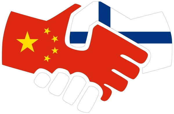 China Finlândia Aperto Mão Símbolo Acordo Amizade — Fotografia de Stock