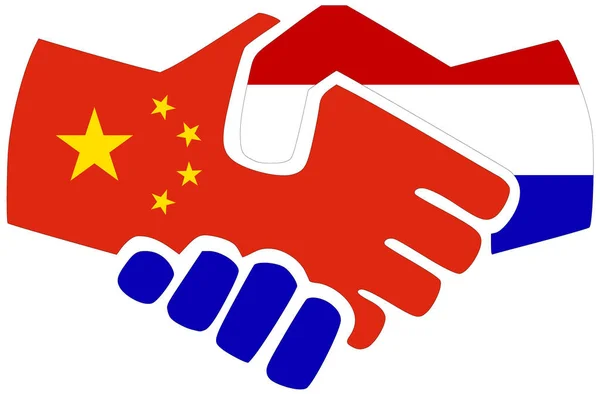 Китай Нидерланды Рукопожатие Символ Соглашения Дружбы — стоковое фото