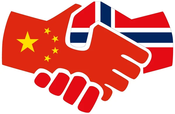 China Noruega Aperto Mão Símbolo Acordo Amizade — Fotografia de Stock