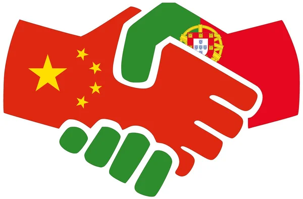 Chine Portugal Poignée Main Symbole Accord Amitié — Photo