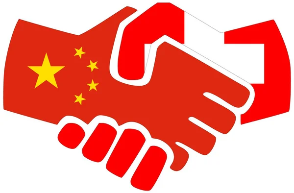 Китай Швейцария Рукопожатие Символ Соглашения Дружбы — стоковое фото