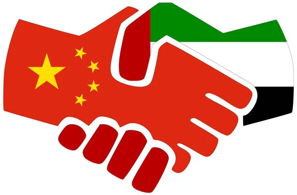Китай Оаэ Рукопожатие Символ Соглашения Дружбы — стоковое фото