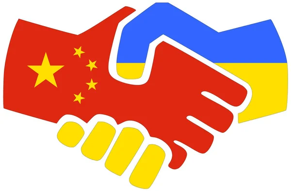 Китай Украина Рукопожатие Символ Соглашения Дружбы — стоковое фото