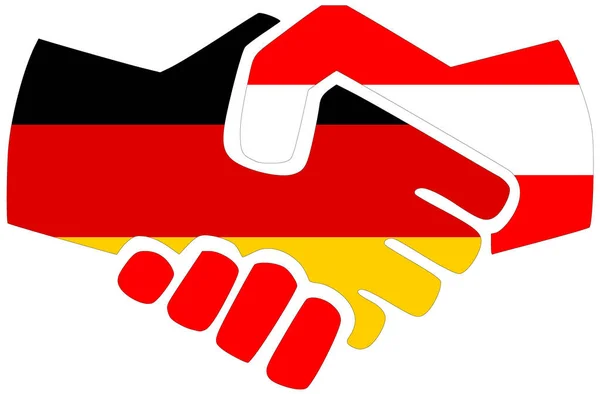 Deutschland Österreich Handschlag Symbol Der Übereinkunft Oder Freundschaft — Stockfoto