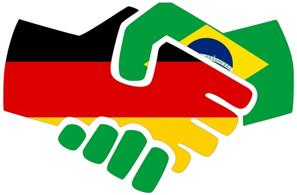 Deutschland Brasilien Händedruck Symbol Der Übereinkunft Oder Freundschaft — Stockfoto