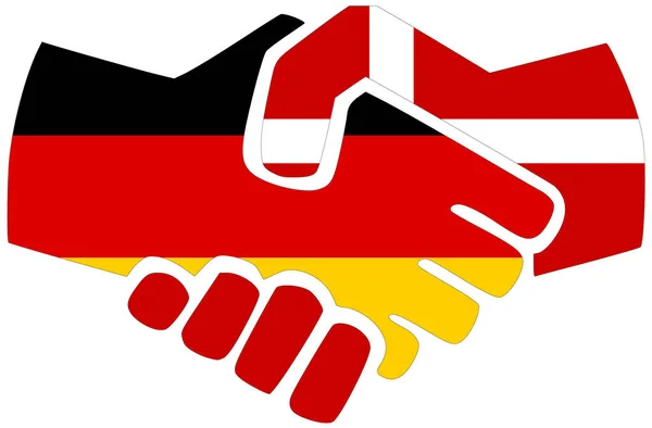 Deutschland Dänemark Händedruck Symbol Der Übereinkunft Oder Freundschaft — Stockfoto