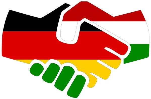 Deutschland Ungarn Handschlag Symbol Der Übereinkunft Oder Freundschaft — Stockfoto
