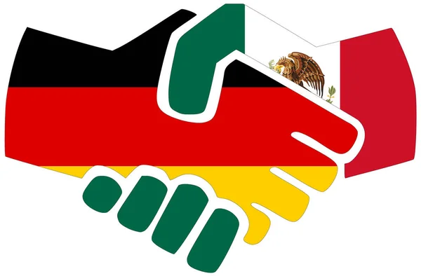 Tyskland Mexiko Handslag Symbol För Avtal Eller Vänskap — Stockfoto