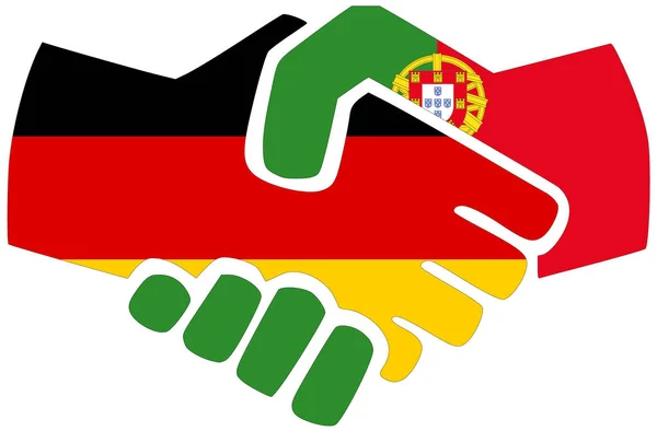Tyskland Portugal Handslag Symbol För Överenskommelse Eller Vänskap — Stockfoto
