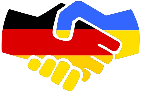 Deutschland Ukraine Handschlag Symbol Der Übereinkunft Oder Freundschaft — Stockfoto