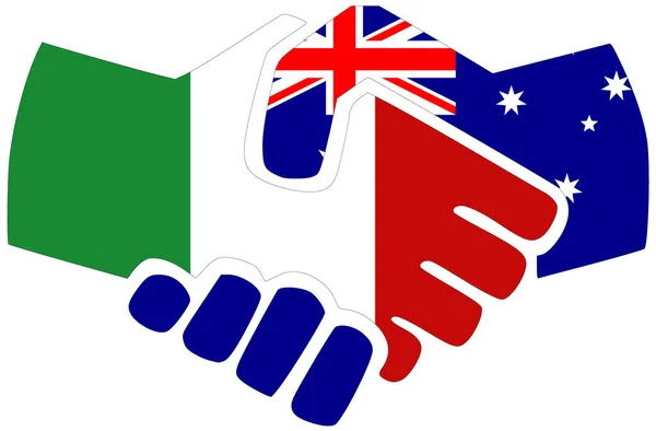 Italia Australia Stretta Mano Simbolo Accordo Amicizia — Foto Stock