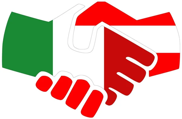 Italien Österrike Handslag Symbol För Överenskommelse Eller Vänskap — Stockfoto