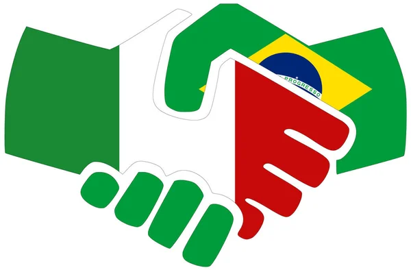 Ιταλία Βραζιλία Χειραψία Σύμβολο Συμφωνίας Φιλίας — Φωτογραφία Αρχείου
