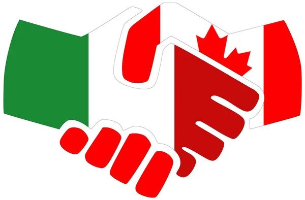 Italie Canada Poignée Main Symbole Accord Amitié — Photo
