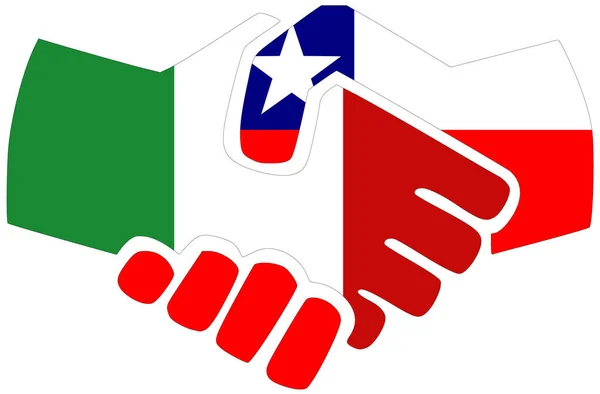 Itália Chile Aperto Mão Símbolo Acordo Amizade — Fotografia de Stock