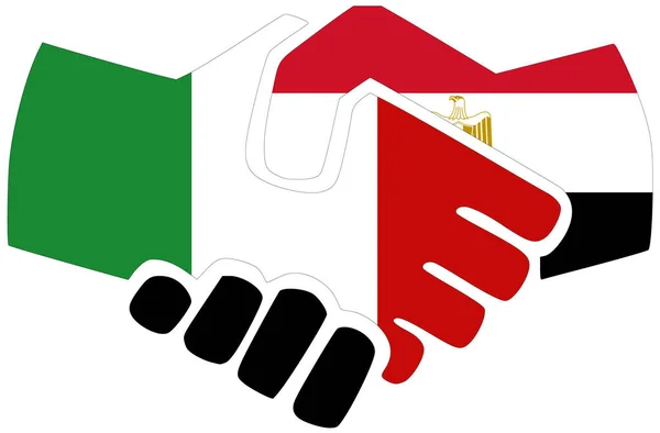 Italia Egitto Stretta Mano Simbolo Accordo Amicizia — Foto Stock