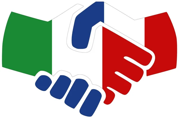Italien Frankrike Handslag Symbol För Överenskommelse Eller Vänskap — Stockfoto
