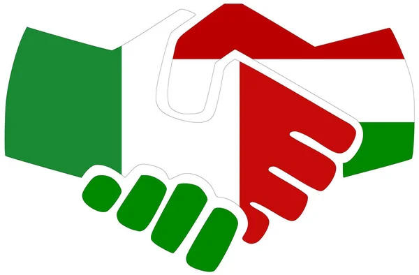 Italien Ungern Handslag Symbol För Överenskommelse Eller Vänskap — Stockfoto