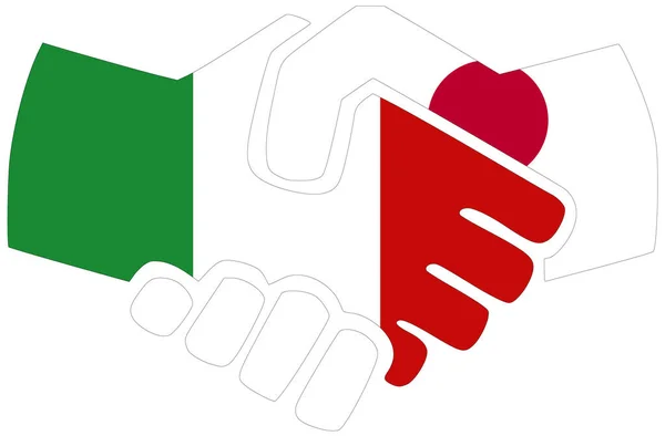 Ιταλία Ιαπωνία Χειραψία Σύμβολο Συμφωνίας Φιλίας — Φωτογραφία Αρχείου
