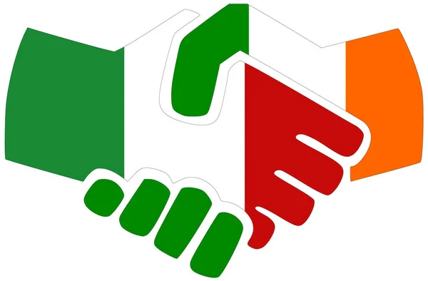 Włochy Irlandia Uścisk Dłoni Symbol Porozumienia Lub Przyjaźni — Zdjęcie stockowe