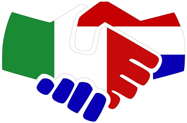 Italien Nederländerna Handslag Symbol För Överenskommelse Eller Vänskap — Stockfoto