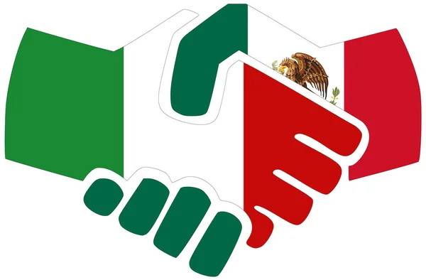 Italië Mexico Handdruk Symbool Van Overeenkomst Vriendschap — Stockfoto